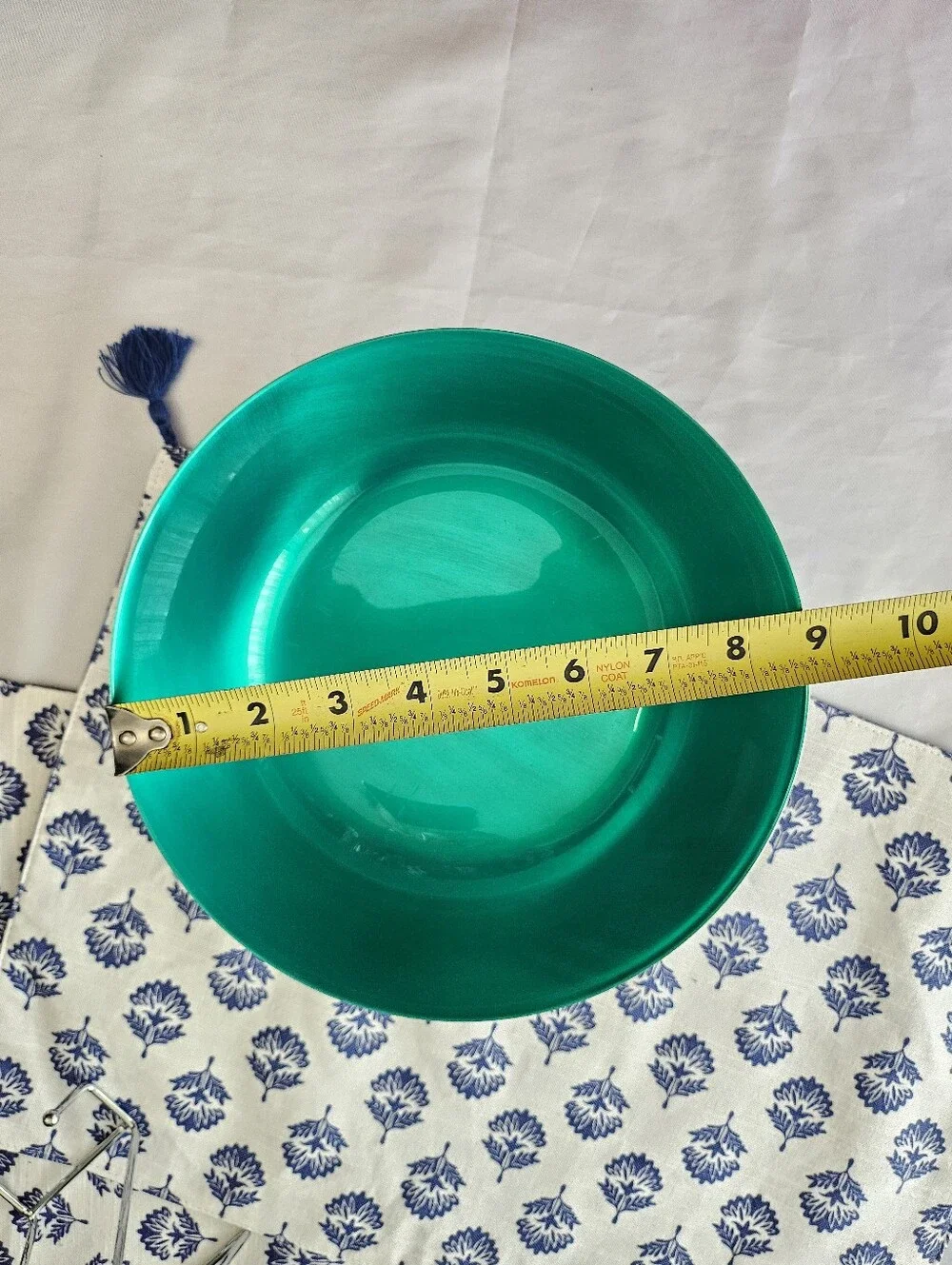 VTG Newport Gorham Silverplate Teal Green Enamel Lined Paul Revere Bowl 8.5